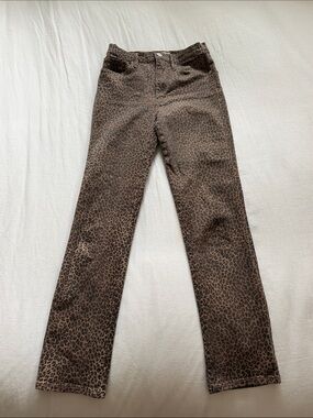 Frame Denim Brown Leopard Print Straight Leg Jeans